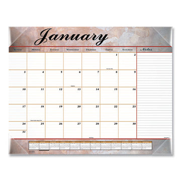 AT-A-GLANCE® Marbled Desk Pad, Marbled Artwork, 22 X 17, White-multicolor Sheets, Clear Corners, 12-month (jan To Dec): 2022 freeshipping - TVN Wholesale